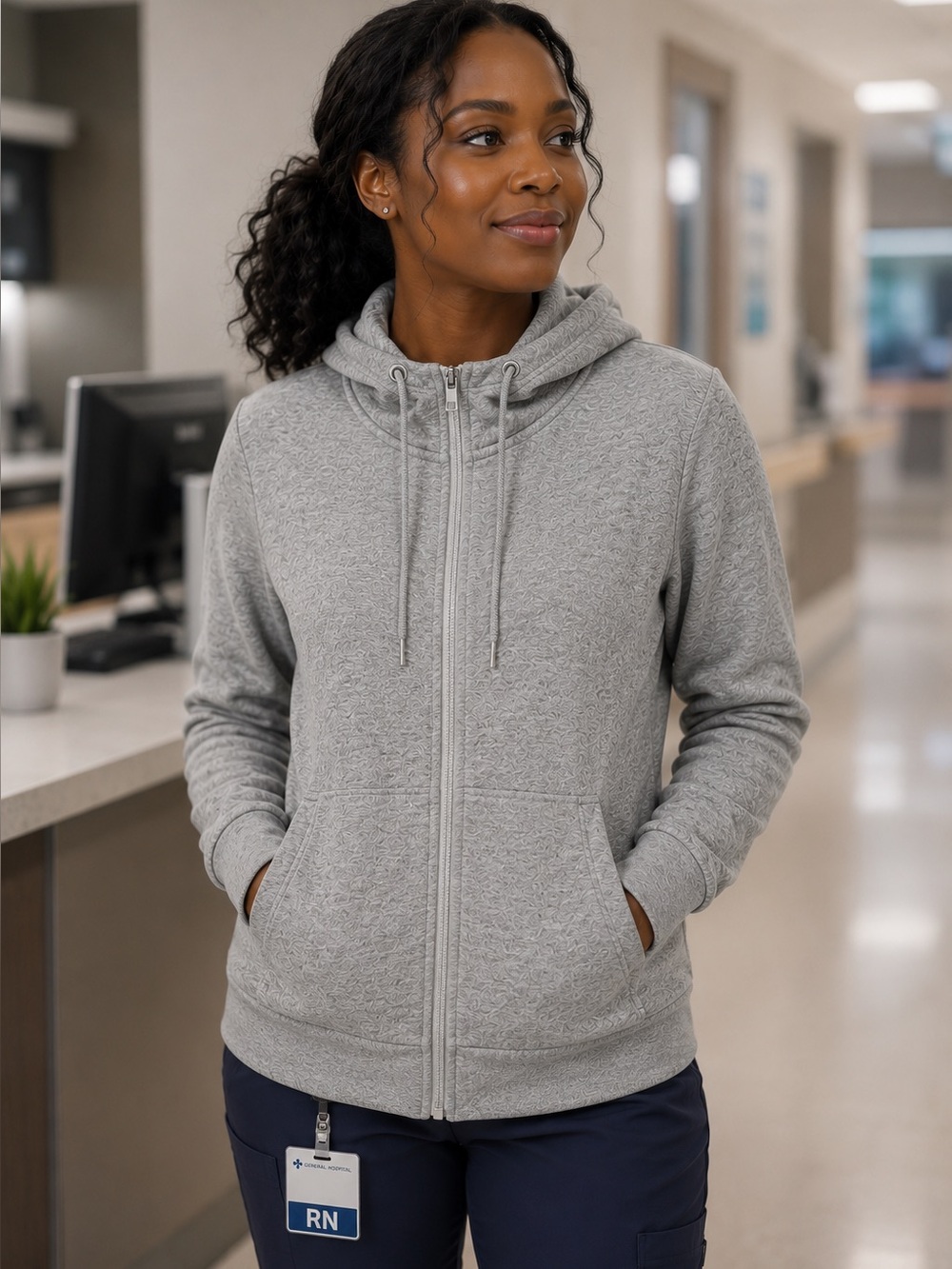 Figs Heather Gray Zip Hoodie